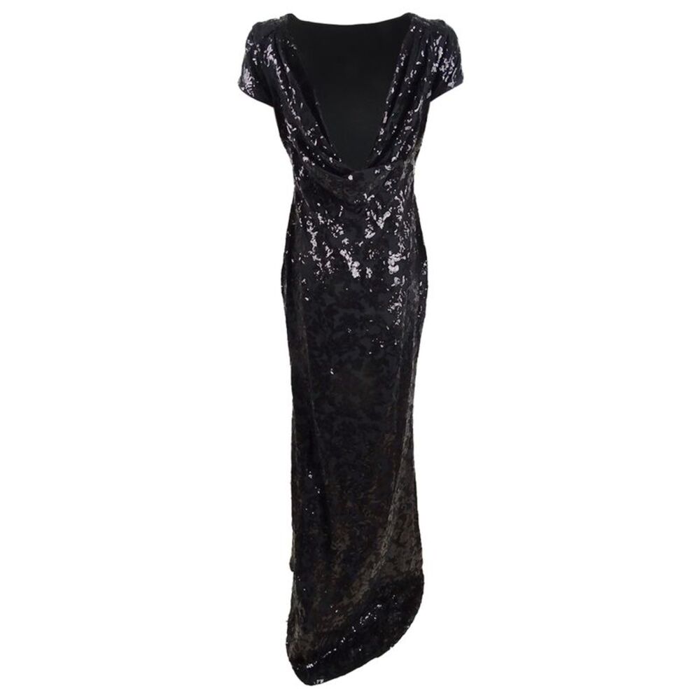 Calvin Klein Women's Cowl-Back Cap Sleeves Sequined Gown - Black - Picture 2 of 2